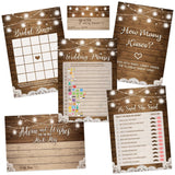 Bridal Shower Game Set – 5 Fun Games And Activities For 50 Guests, Includes Bingo, Trivia, Guess How Many, And Advice Cards, Rustic Country Wedding Shower Games