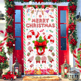 Merry Christmas Peppermint Candy Cane Themed Lollipop Door Hanging Banner For Xmas Party Indoor/Outdoor Wall Decor