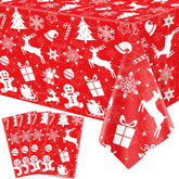 4 Pack Disposable Red Rectangle Table Cloths - 54X86' - Merry Christmas Party Decor For Xmas Holiday