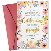 Mothers Day Card For Wife - Happy Mothers Day Card For Wife From Husband - Religious Flowers 1St First Mother'S Days Cards For Pregnant Mom - Single 5.3''X 8'' Folded Cards With Red Envelope