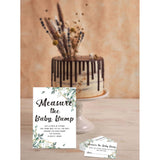 Baby Shower Game Set, Measure The Baby Bump(1 Standing Sign + 50 Find Cards), Neutral Greenery How Big Is Mommy'S Belly Party Game, Eucalyptus Gender Reveal Party Favor Decor(A01)