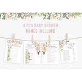 Floral Baby In Bloom Baby Shower Games, Fun Activities For 25 Guests(Nursery Rhyme, Celebrity Parents, Emoticon Baby Shower And Children'S Book Emoticon Game)