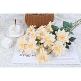 Dahlia Artificial Flowers 5 Pack Realistic Champagne Dahlia 27.5 Inches Floral Long Stem Artificial Flowers For Wedding Bridal Bouquets Floral Arrangement Table Home Decor(Champagne)
