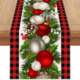 Linen White And Black Buffalo Check Plaid Christmas Table Runner 72 Inches Long Winter Christmas Xmas Holiday Gingerbread House Mantable Decoration