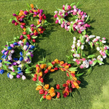 Artificial Tulip Garland?Fall 6Ft Flowers Garland With Green Leaves Wreath Flower Hanging Vines For Autumn Wall Home Wedding Indoor Outdoor Decor