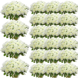 500 Pcs Artificial Silk Roses Flowers With Long Stem Bridal Wedding Bouquet Realistic Floral Bulks For Garden Home Party Gifts Favor Decoration(White)