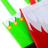 12 Pack Christmas Non-Woven Bags 9.8 X 7.8 X 9.8 Inches Santa Claus Elves Suit Prints Xmas Gift Bags Holiday Present Party Bag Non Woven Treat Storage Sack For Christmas Party Celebrations