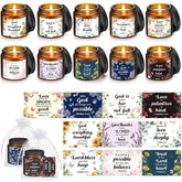 30 Pcs Christian Gifts For Women, 10 Pcs Scented Religious Bible Candles 10 Floral Verses Cards And 10 White Organza Bag For Women Christmas Birthday Wedding Party Gift Supplies Favor