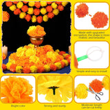 65 Pcs Day Of The Dead Decorations 5 Pcs 5 Ft Artificial Marigold Garland 60 Faux Marigold Flower Heads Plastic Indian Garland Silk Indian Flowers For Dia De Los Muertos Diwali Orange