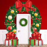 Christmas Door Cover Merry Christmas Wreath Porch Banner Holiday Front Door Banners Wreath Bow Ornament Garland Holiday Display Backdrops For Photography Xmas New Year Holiday Party Supplies