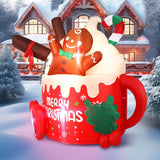 6.5 Ft Christmas Inflatables Outdoor Decorations, Gingerbread Christmas Inflatable Hot Cocoa Mug With Built-In Leds Blow