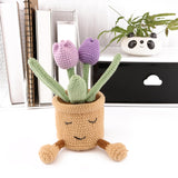 Wool Woven Tulips, Artificial Plants Permanent Tulips, Hand-Woven Flowers Suitable For Dining Tables, Offices, Birthday Gifts, Weddings, Thanksgiving Decorations (Purple)