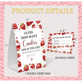 Strawberry Guess How Many Candies Are In The Jar Game For Baby Shower, Pack Of One 5X7 Sign And 50 Guessing Cards, Berry Sweet Baby Shower Decoration, Gender Neutral Party Supplies - Gc03