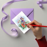 Mother Day Card, Cute Cat, Flower Birthday Quilling Card For All Occasions, Watercolor Classy Cards For Mom, Women, Wife, Daughter (Cat Flowers)
