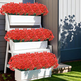 20 Bundles Outdoor Artificial Flowers Uv Resistant With Red Faux Silk Flowers And No Fade Fake Plastic Plants For Spring Summer Outside Planters Porch Window Box Garden Decor