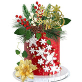 Merry Christmas Cake Topper With Artificial Pine Needles, Cones, And Berries For Theme Party Decorations Supplies