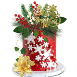 Merry Christmas Cake Topper With Artificial Pine Needles, Cones, And Berries For Theme Party Decorations Supplies