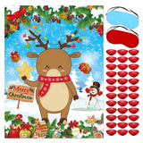 Pin The Nose On The Reindeer Christmas Party Games, Christmas Activities Include Large Poster With Blindfold 36Pcs Nose Stickers For Xmas Holiday Favors Birthday Party Supplies
