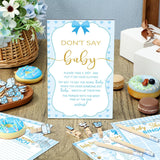 321 Pcs Boy Baby Shower Games Supplies 5 Sets Includes 50 Activities Cards, 20 Pencils, 1 Don'T Say Baby Sign 50 Clothespins For Price Is Right Scramble Prediction Bingo Games Party Decoration