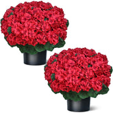 18" Artificial Geraniums Topiary - 2 Set For Front Porch Decor,Faux Silk Flowers Bushes Uv Resistant Potted Plants For Outdoor Indoor Door Offices Garden Farmhouse Home Decor (Red)