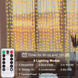Curtain Lights, 300 Led Fairy Curtain Lights With Remote Timer, Usb Powered Copper Curtain String Lights 9.8Ft X 9.8Ft F