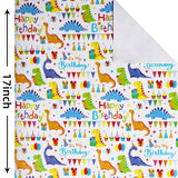 Dinosaurs Wrapping Paper Roll 17 Inch X 10 Ft Mini Roll Happy Birthday Wrapping Paper Rolls For Boys Girls Kids Cute Colorful Dino Gift Wrap Paper For Bday,Party,Holiday,Baby Showers,Christmas