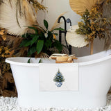 Chinoiserie Christmas Wreath Kitchen Towels Set Of 2, Blue And White Christmas Tree Hand Towels For Bathroom, Grandmillennial Xmas Bow Dish Tea Towel For Kitchen, 16X24 Inch