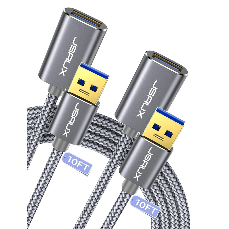 2Pack 10Ft+10Ft Usb 3.0 Extension Cable, Type A Male To Female Usb Extender Co