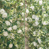 5.91Ft Artificial Eucalyptus Garland With Flowers, Fake Flower Rose Gypsophila, Faux Floral Greenery Garland For Wedding Spring Home Party Craft Art Table Runner Decor