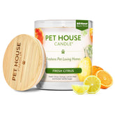 Pet House Candle Plant-Based/Soy - Clean Burning Scented, Long Lasting Pet Odor Candle For Home - Fresh Citrus