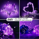 8 Pack Purple Fairy Lights Battery Operated 7FT 20 LED Silver Wire Twinkle String Lights for DIY Crafts Wedding Party Bedroom Christmas Decoration