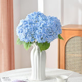 3Pcs 21In Hydrangea Artificial Flowers, Latex Real Touch Hydrangeas Lifelike Large Hydrangea Flowers For Home Decor Party Arrangements Wedding Bouquets Centerpieces (Blue)