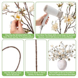 3Pcs Artificial Magnolia Flowers Stems For Spring Decoration, Faux Champagne Magnolia Branches With Buds, 34.5" Long Stems Floral Arrangement For Vase Pot Table Centerpiece Indoor Decor