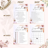Bridal Shower Games, 4 Fun Bridal Shower Games For 40 Guests With 20 Pencils, Double-Sided Boho Cards, Shower Games For Bride Groom Party Wedding (Boho)