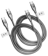 2 Pack 6FT USB C to USB C Braided Metal Charging Cable Ultra Durable Gunmetal