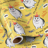 Funny Birthday Wrapping Paper - Mini Roll - Happy Birthday Cats Pattern For Party Gift Wrap And Special Occasions - 17 Inches X 16.4 Feet