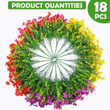 18 Pcs Artificial Flowers For Outdoors Uv Resistant Fake Flower Plastic Spring Flowers Faux Silk Plants For Outside Porch Window Easter Patio Home Decor (18, Red, Purple, Yellow, Rose Red)