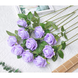 10Pack Realistic Fake Roses Artificial Flowers With Stem For Decoration Floral Arrangement Centerpieces Wedding Bouquets (Lavender)
