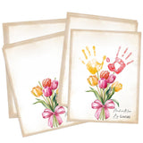10 Pack Tulips Flower Bouquet Handprint Art, Diy Handprint Keepsake, Mothers Day Greeting Cards Bulk, Mothers Day Crafts For Family, Gifts For Mom & Grandma Birthday