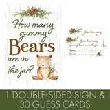 Guess How Many Gummy Bears Woodland Baby Shower Game (Sign With Cards)