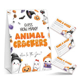 Halloween Baby Shower Games, Spooky Guess How Many Animal Crackers For Pumpkin Gender Reveal Party Supplies Decorations, 1 Standing Sign + 50 Tickets - A05