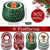 48 Pcs Christmas Candle Tins Cookie Metal Candles Tin Gifts Jars With Lids 8 Oz Candy Tinplate Retro Tins Round Containers For Candle Holiday Gift Giving Treat Biscuits Party Favors
