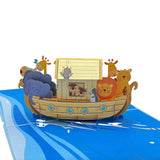 Pop Up Greeting Card Cartoon Animals Boat Adventure Journey Kid’S Gift Birthday Thank You Family Present For Children Fun Celebration