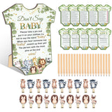61Pcs Baby Shower Game Set, Gender Reveal Supplies For 20 Guests, Included 20 Pencils 1 Don'T Say Baby Sign 20 Clothespin, Woodland Animals Baby Shower Party Decorations
