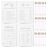 Bridal Shower Games Bundle - 5 Bridal Shower Games And Pencils For 30 Guests, Double-Sided Cards, Minimalist