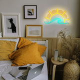 Sunset Sunrise Neon Sign Sun On The Sea LED Wave Wall Light Beach Ocean Room Decor