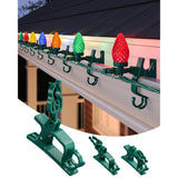 Gutter Light Clips, 100-Count C7 C9 Christmas Clips Outdoor, All-In-One Holiday Hooks For Shingle, Roof, Fence, Tree String Decoration, Weatherproof, Green