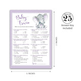 Gender Neutral Baby Shower Games — Baby Trivia Game — Pack Of 25 — Purple Elephant Little Peanut Theme, Fun Facts Baby Shower Activity, Gender Reveal Party Couples Shower, Sprinkle, Sip & See G503-Trv
