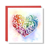 Mother'S Day Card, Multicolor Love Heart Greeting Card, Heart Card, Artful Quilled Quilling Card For Wedding, Anniversary, Birthday, Mothers Day, Valentine, Friend Mom Couple (Heart)