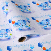 Baby Boy Elephant Wrapping Paper - 17 In X 16.4 Ft - Cute Blue Elephant Gift Wrap Roll For Baby Showers, Newborn, Birthday (Baby Elephant)